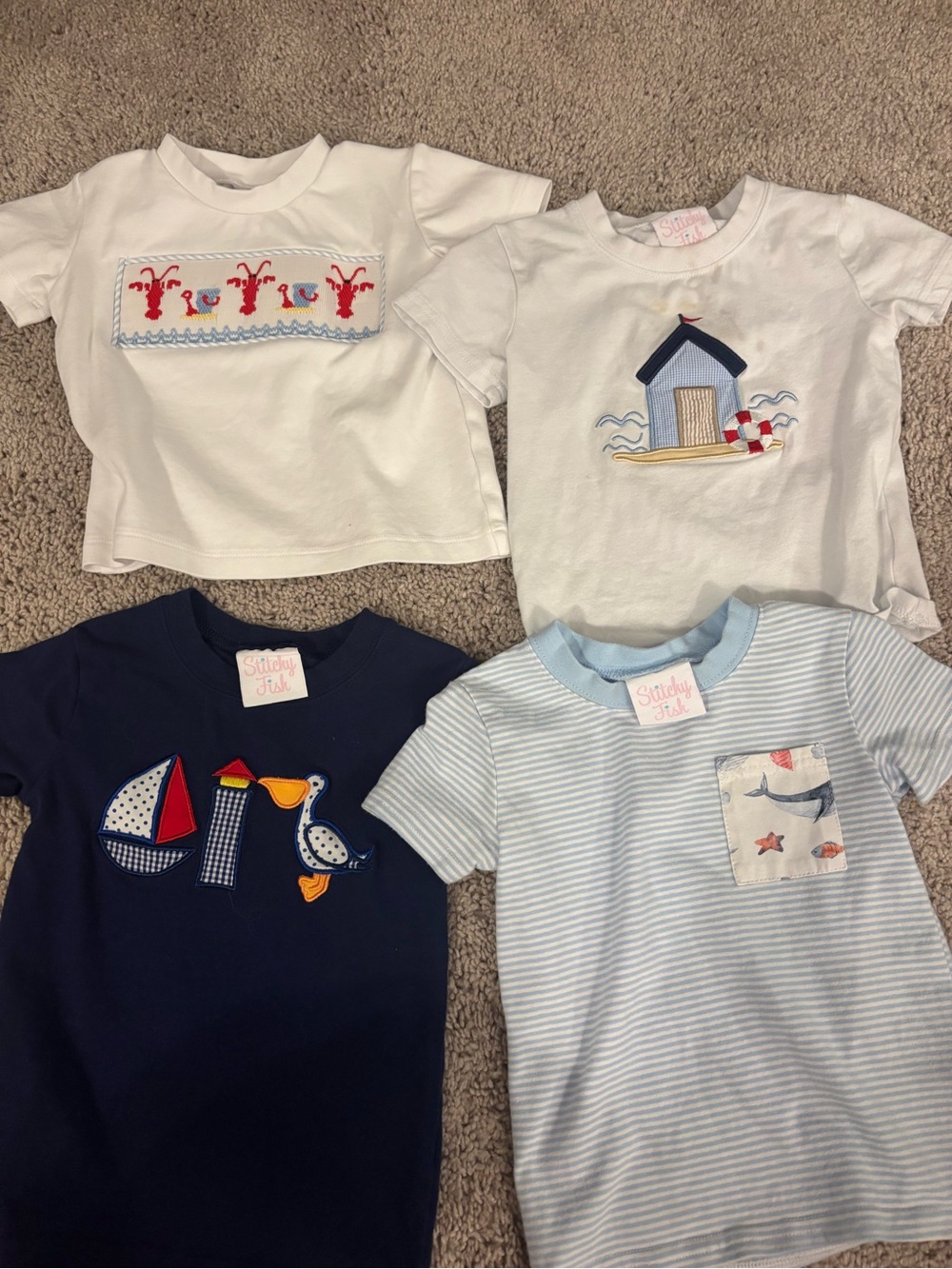Bundle of four Nautical Short-Sleeve Tees Stichy Fish